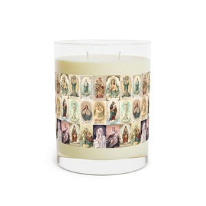 Vela de la Virgen María, estampa religiosa antigua, regalo católico, vela aromática de cera de soja para mamá, sacerdote o cumpleaños.