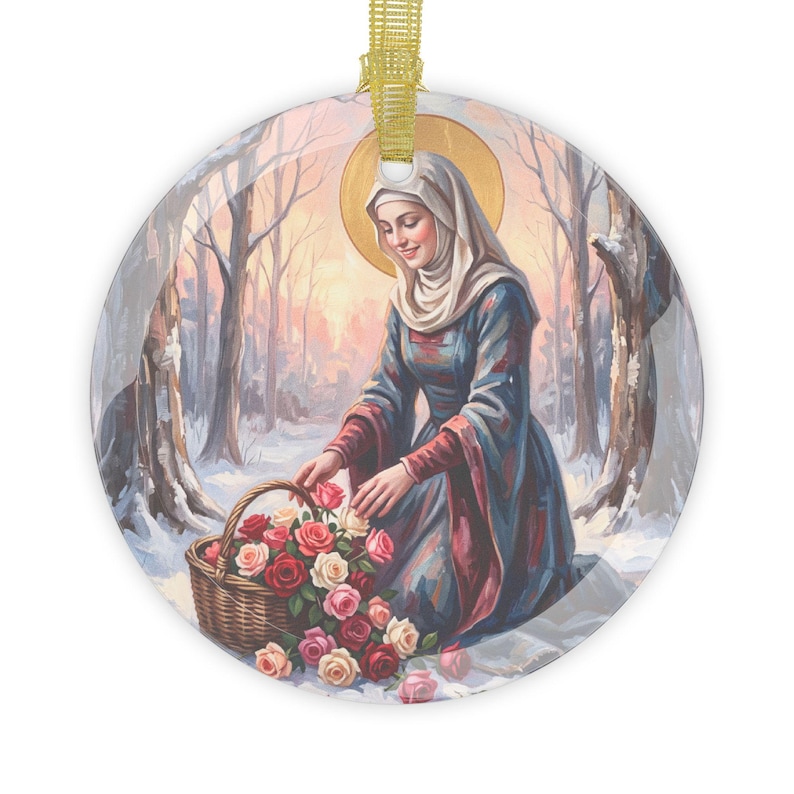 Saint Elizabeth of Hungary Glass Ornament, Charity Saint Keepsake, Hospital Worker Gift image 5
