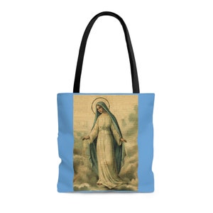 Borsa tote Nostra Signora della Grazia, borsa tote antica con santini, borsa tote Vergine Maria, borsa musicale
