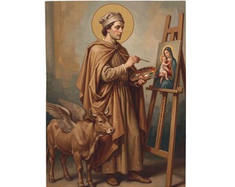 Saint Luke Patron of Artists Velveteen Blanket, Catholic Devotional Throw