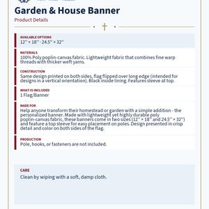 Product details card for the Nativity garden flag