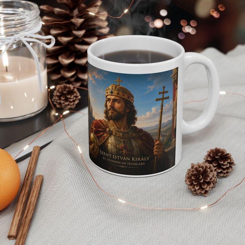 St. Stephen of Hungary Mug, Catholic Coffee Cup, Patron Saint Gift for Hungarian Catholic image 8
