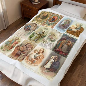 Terror of Demons Blanket, St. Joseph Velveteen Throw, Spiritual Warfare Catholic Gift for Home or Prayer Space image 3