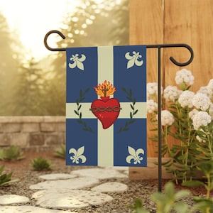Sacred Heart Garden Flag, Traditional Catholic Outdoor Banner, Fleur-de-Lis Devotional Flag for Catholic Home image 5