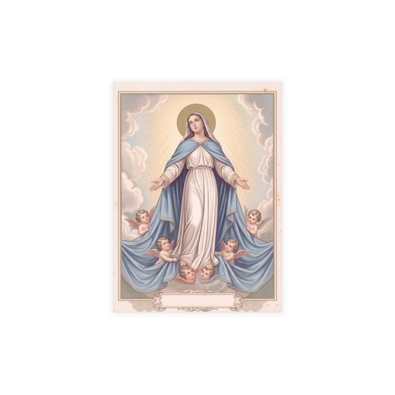 Assumption of Mary Postcards with Envelopes, Set of 10/30/50, Marian Feast Day Stationery image 1
