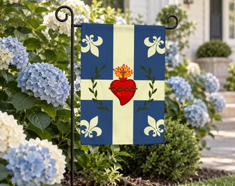Bandiera da giardino del Sacro Cuore, stendardo cattolico tradizionale per esterni, bandiera devozionale con giglio per la casa cattolica