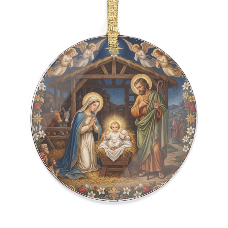 Acrylic Nativity Ornament, Catholic Stocking Stuffer, Clear Christmas Tree Ornament for Family Parish Gift Exchange image 8
