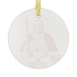 Adorno de cristal de Juan Pablo II, decoración navideña católica, regalo devocional papal imagen 2