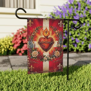 Sacred Heart of Jesus Garden Flag, Traditional Catholic Outdoor Banner, Devotional Catholic Home Decor Gift image 6