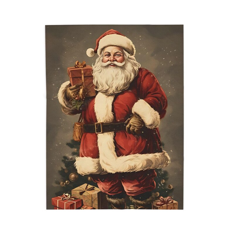 St. Nicholas Santa Claus Blanket, Catholic Christmas Gift, Vintage Holy Card Throw Blanket for Family image 3
