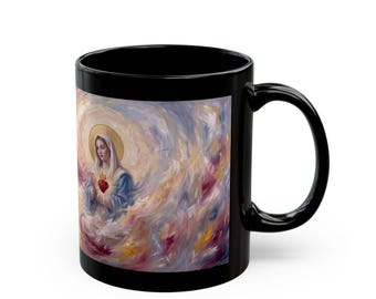 Saint Frances Xavier Cabrini Black Mug, Patron of Immigrants, Catholic Prayer Gift