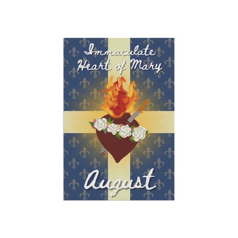 Immaculate Heart of Mary Garden Banner | August religious flag image 3