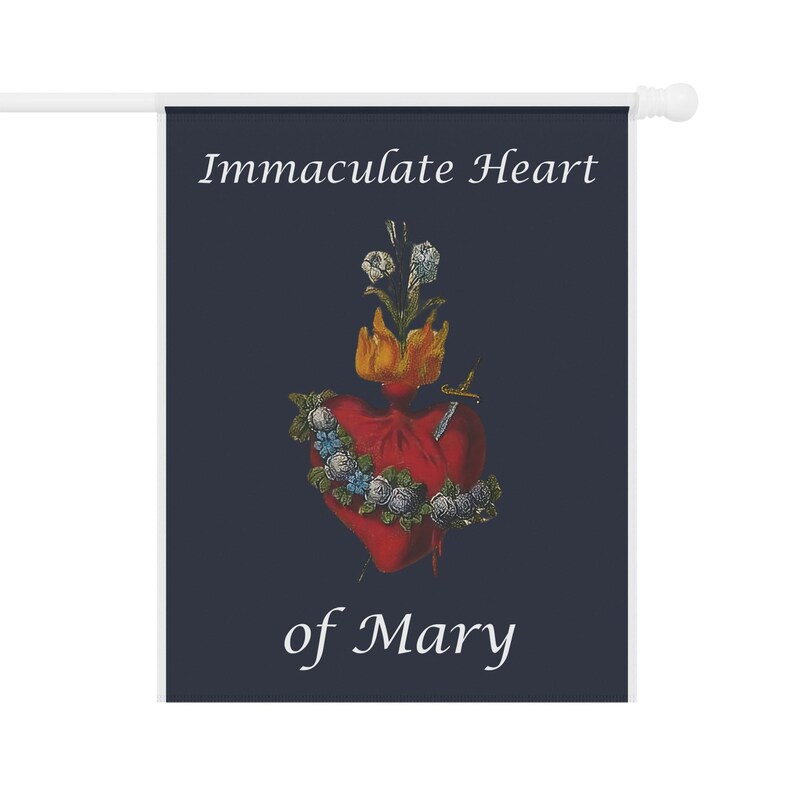 Immaculate Heart of Mary Garden Flag, Catholic Outdoor Banner, Marian Gift for Mom, Prayer Garden or Catholic Home image 6