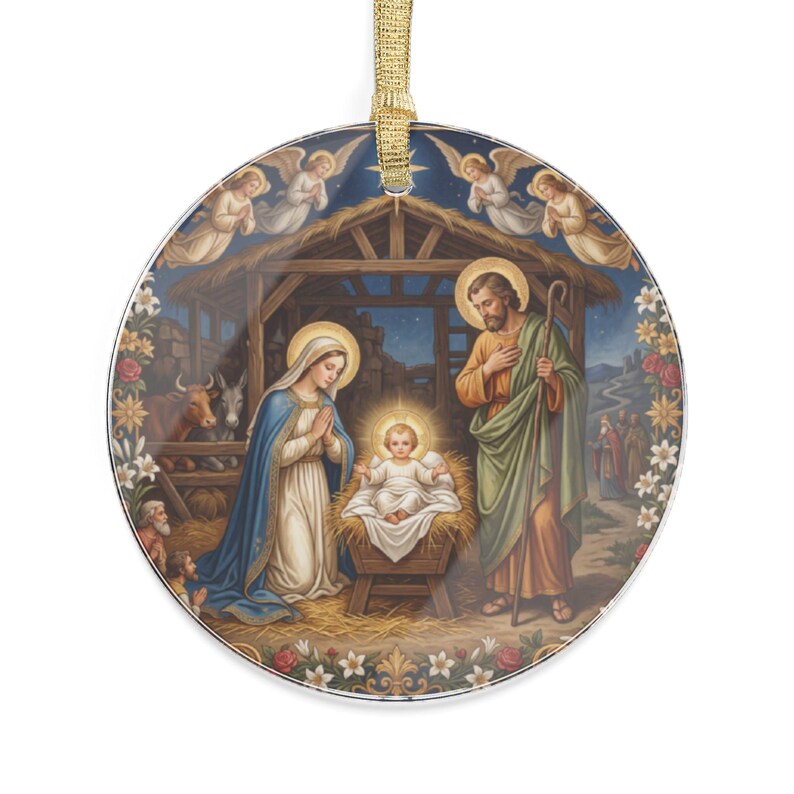 Acrylic Nativity Ornament, Catholic Stocking Stuffer, Clear Christmas Tree Ornament for Family Parish Gift Exchange image 4