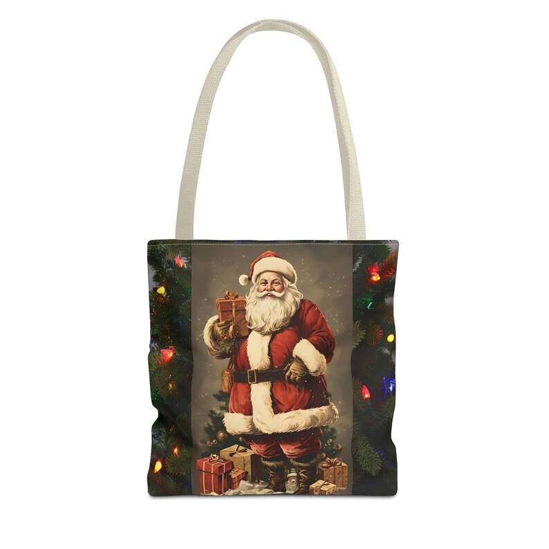 Old Fashioned Santa Claus Tote Bag, Traditional Catholic Christmas Gift, Vintage St. Nicholas Bag for Mom or Dad image 4