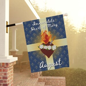 Immaculate Heart of Mary Garden Banner | August religious flag image 8
