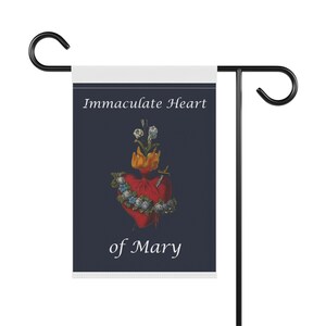 Immaculate Heart of Mary Garden Flag, Catholic Outdoor Banner, Marian Gift for Mom, Prayer Garden or Catholic Home image 3
