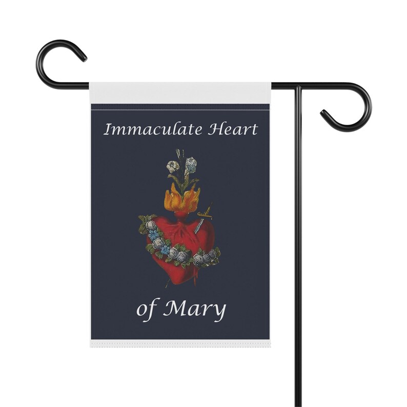 Immaculate Heart of Mary Garden Flag, Catholic Outdoor Banner, Marian Gift for Mom, Prayer Garden or Catholic Home image 3