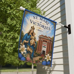 St. Mary of Victories Garden Flag, Catholic Outdoor Banner, Marian Devotional Flag for Home Shrine image 5