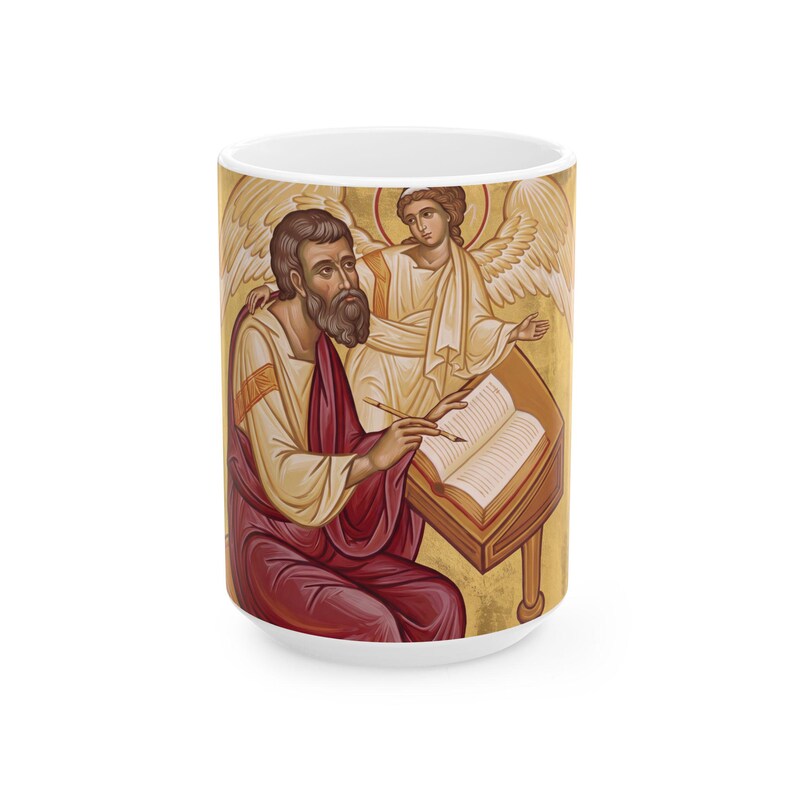 Saint Matthew Apostle Catholic Mug, Evangelist Coffee Cup, Catholic Gift for Accountants and Finance Workers image 2