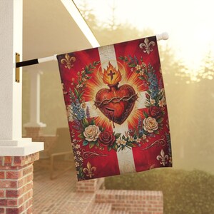Sacred Heart of Jesus Garden Flag, Traditional Catholic Outdoor Banner, Devotional Catholic Home Decor Gift image 10