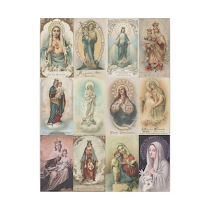 Stampa antica di immagine sacra della Vergine Maria, arte murale - Tela opaca tesa - 18 x 24 pollici verticale - Immagine sacra antica - Regalo cattolico - Arte murale