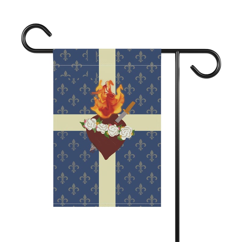 Immaculate Heart of Mary Flag / Garden Banner - French Blue, Catholic Devotion, Outdoor Decor image 2