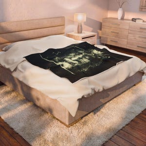 Shroud of Turin Blanket, Holy Face of Jesus Catholic Throw, Devotional Gift for Catholic Home or Prayer Room image 6