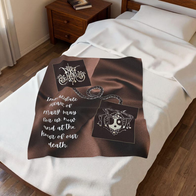 Immaculate Heart of Mary Blanket, Catholic Prayer Throw for Marian Devotion, Blessed Mother Gift image 1
