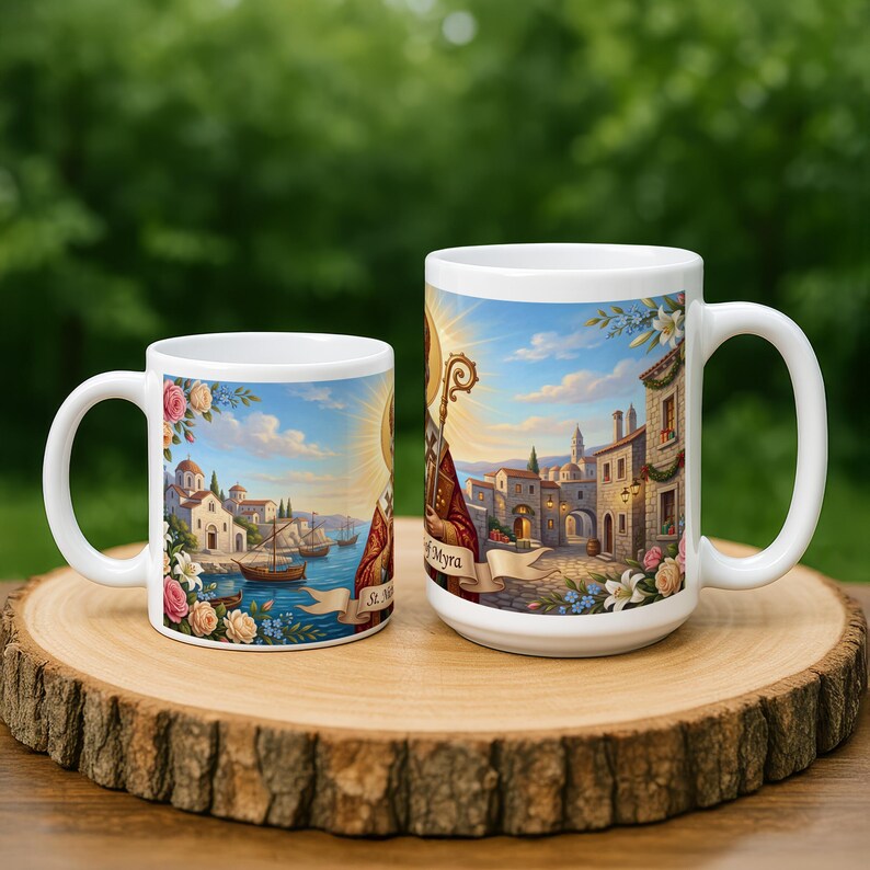 Another view of St. Nicholas ceramic mug