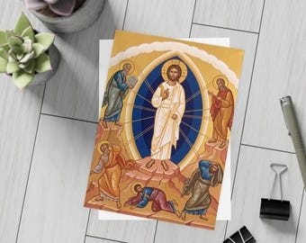 Transfiguration of the Lord Note Card, Blank Back Catholic Gift, Jesus Sacred Art for Prayer, Devotion, or Feast Day