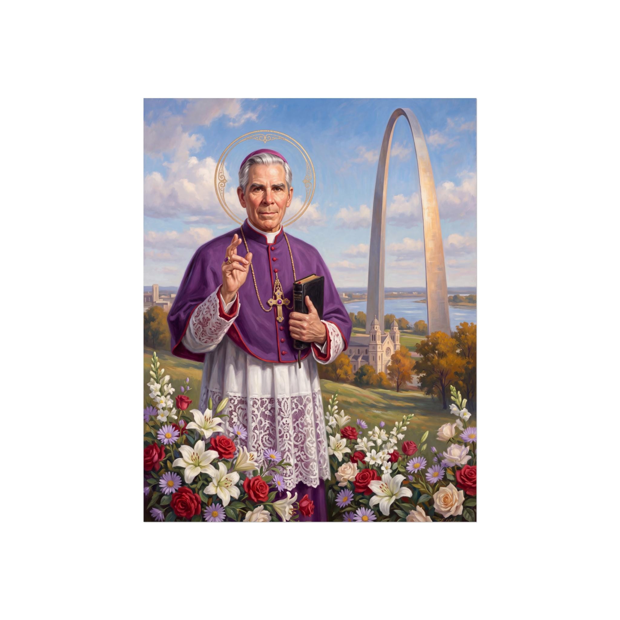Blessed Fulton Sheen Sacred Art Print, Catholic Wall Decor for Home Office or Study, Fine Art Poster