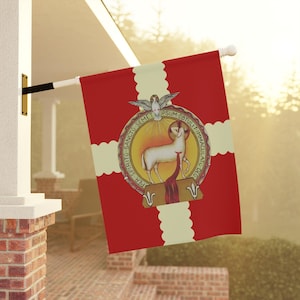 Precious Blood of Jesus Garden Flag, Catholic Lamb of God Outdoor Banner, Sacred Heart Devotional Yard Flag image 1