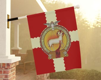 Precious Blood of Jesus Garden Flag, Catholic Lamb of God Outdoor Banner, Sacred Heart Devotional Yard Flag