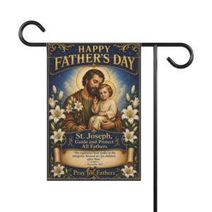 Drapeau de jardin Saint Joseph, cadeau pour la fête des pères catholique, bannière de dévotion extérieure pour la maison catholique image 3