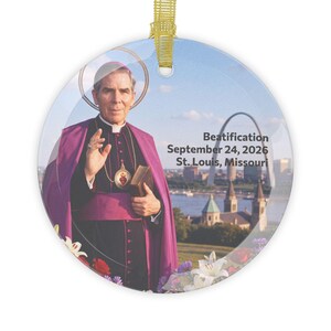 Fulton Sheen Christmas Ornament, Clear Glass Catholic Tree Decoration, Blessed Fulton Sheen Gift image 5