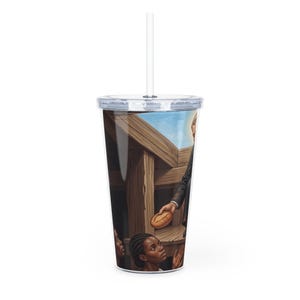 Tumbler with Straw, Saint Peter Claver Catholic Gift, Jesuit Missionary Patron Saint Drinkware image 2