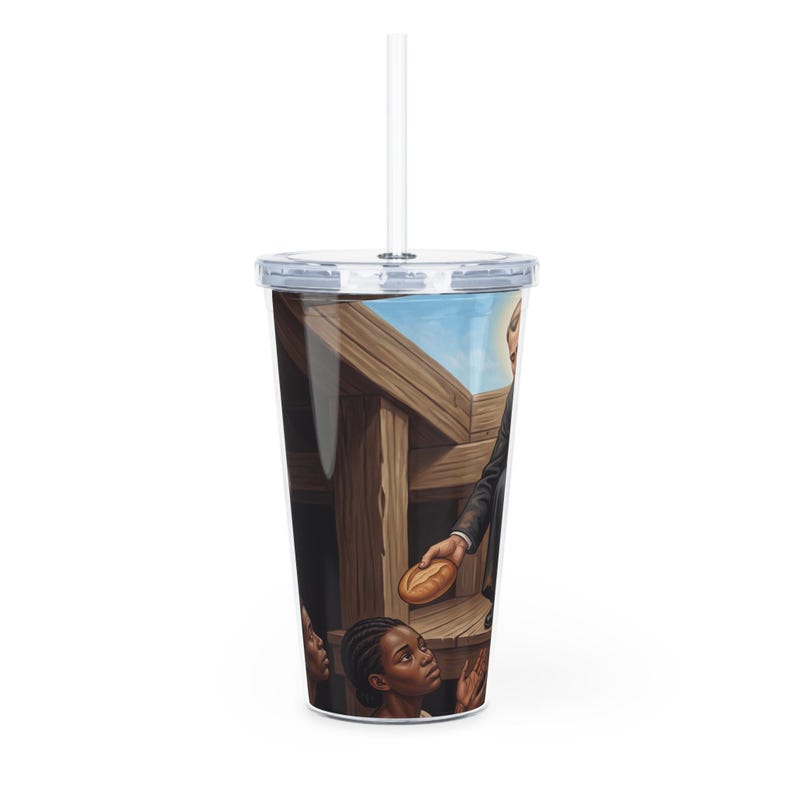 Tumbler with Straw, Saint Peter Claver Catholic Gift, Jesuit Missionary Patron Saint Drinkware image 2