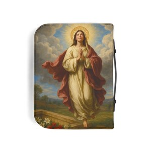 Assumption of Mary Bible Cover, Catholic Gift for Mom or Confirmation, Marian PU Leather Zip Bible Case image 17