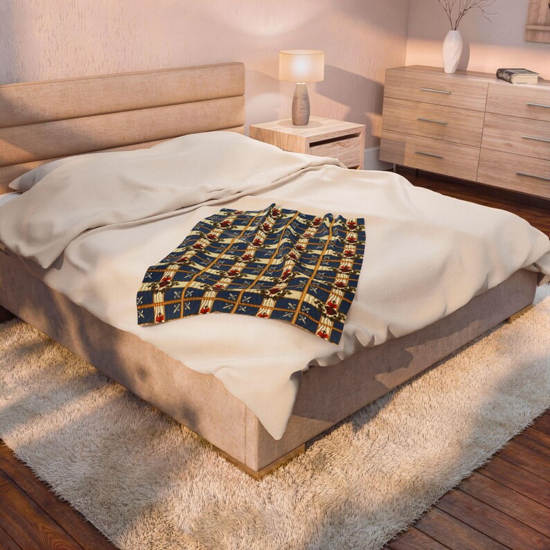 Vendee French Sacred Heart Flag Blanket | Velveteen Plush Blanket image 5