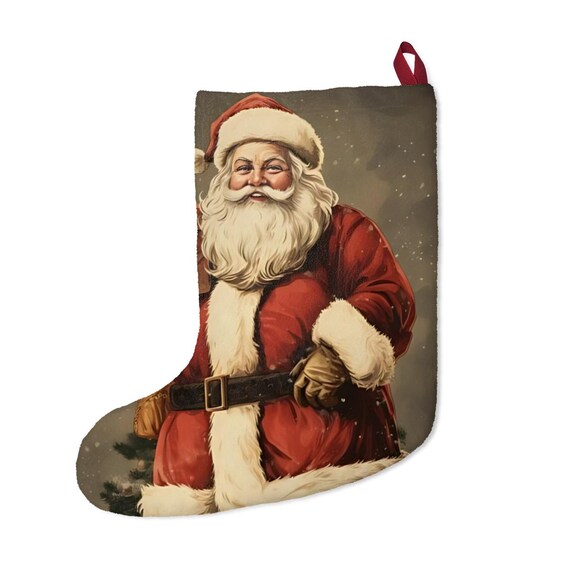 Christmas Stocking, Classic Santa Holy Card Design, Catholic Holiday Gift
