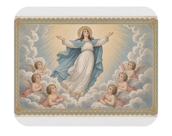 Alfombrilla de ratón de la Asunción de María, regalo católico devocional mariano para escritorio.