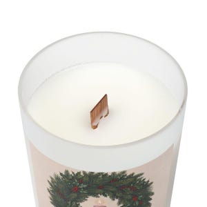 View of First Sunday of Advent frosted glass candle