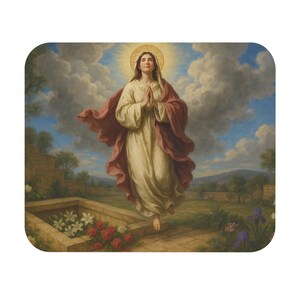 Muismat met Maria Hemelvaart | Katholieke bureaudecoratie, Maria-devotiegeschenk voor thuis, kantoor of gebedsruimte afbeelding 1