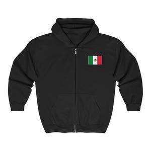 Our Lady of Guadalupe Full Zip Hoodie, Mexican Flag Catholic Sweatshirt, Marian Gift for Him or Her image 1