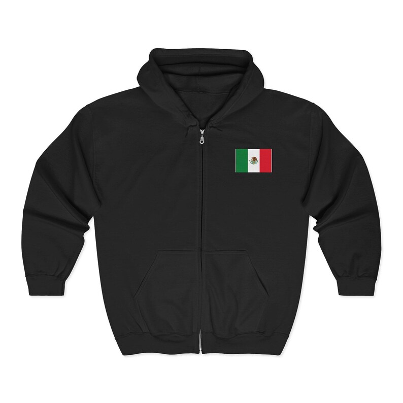 Our Lady of Guadalupe Full Zip Hoodie, Mexican Flag Catholic Sweatshirt, Marian Gift for Him or Her image 1