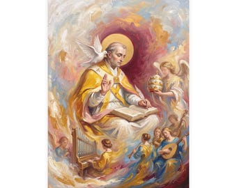 Saint Gregory the Great Note Cards, Blank Back for Writing, Priest and Musician Gift
