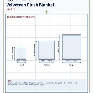 Size and fit chart for the Nativity plush blanket