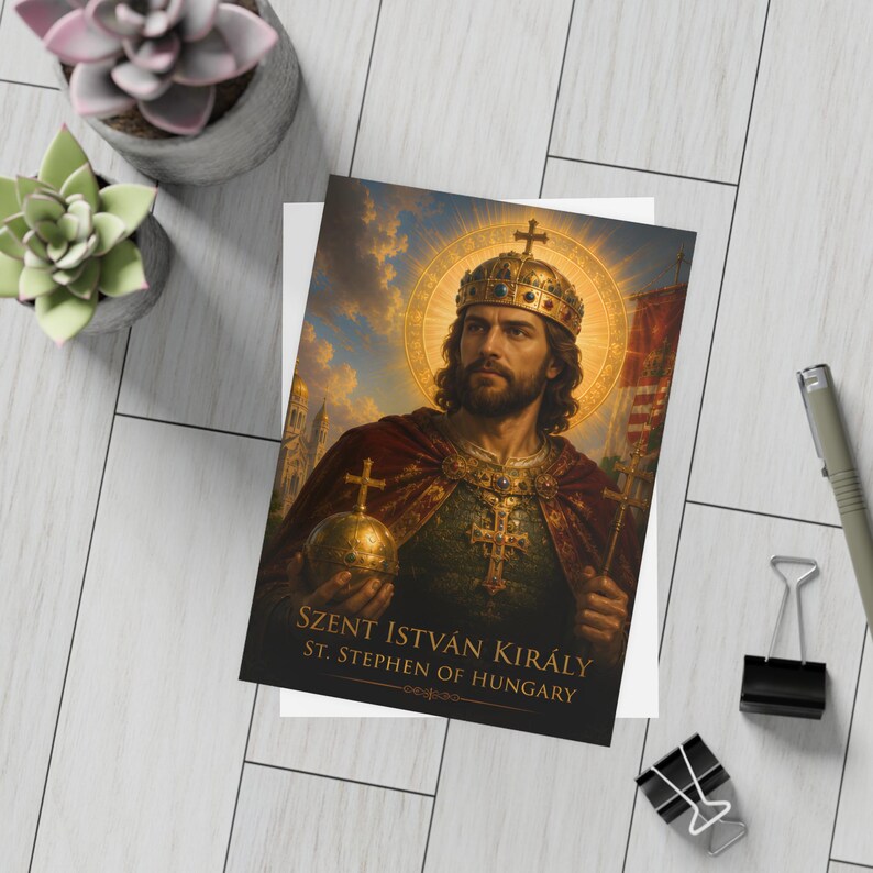 Prayer Card Set, St. Stephen of Hungary, Catholic Devotional Cards for Hungarian Heritage Gift image 11