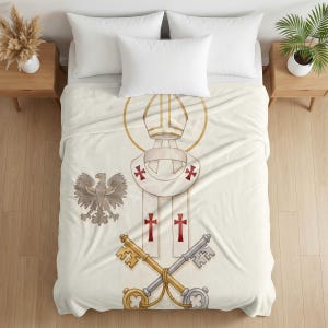 Johannes Paul II. Samtdecke, Andachtsdecke mit Papstmotiv, katholisches Geschenk